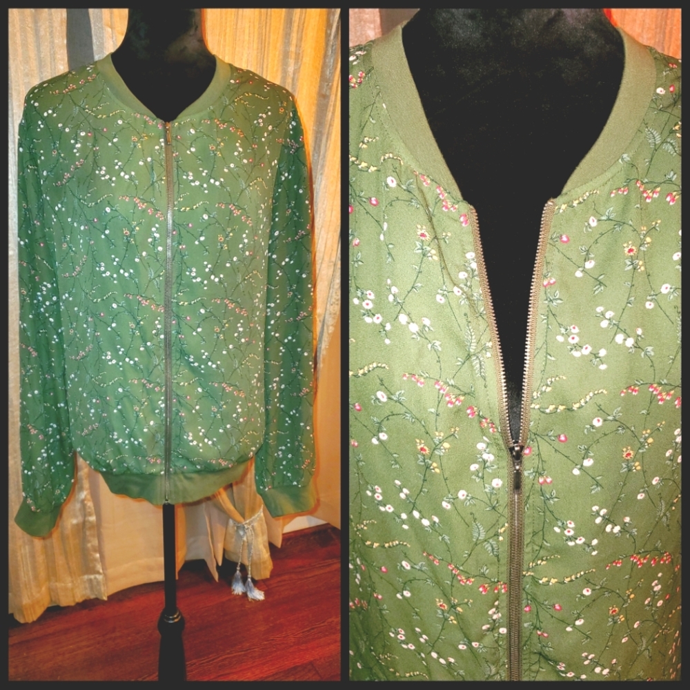 Long Sleeve Green Bomber Jacket